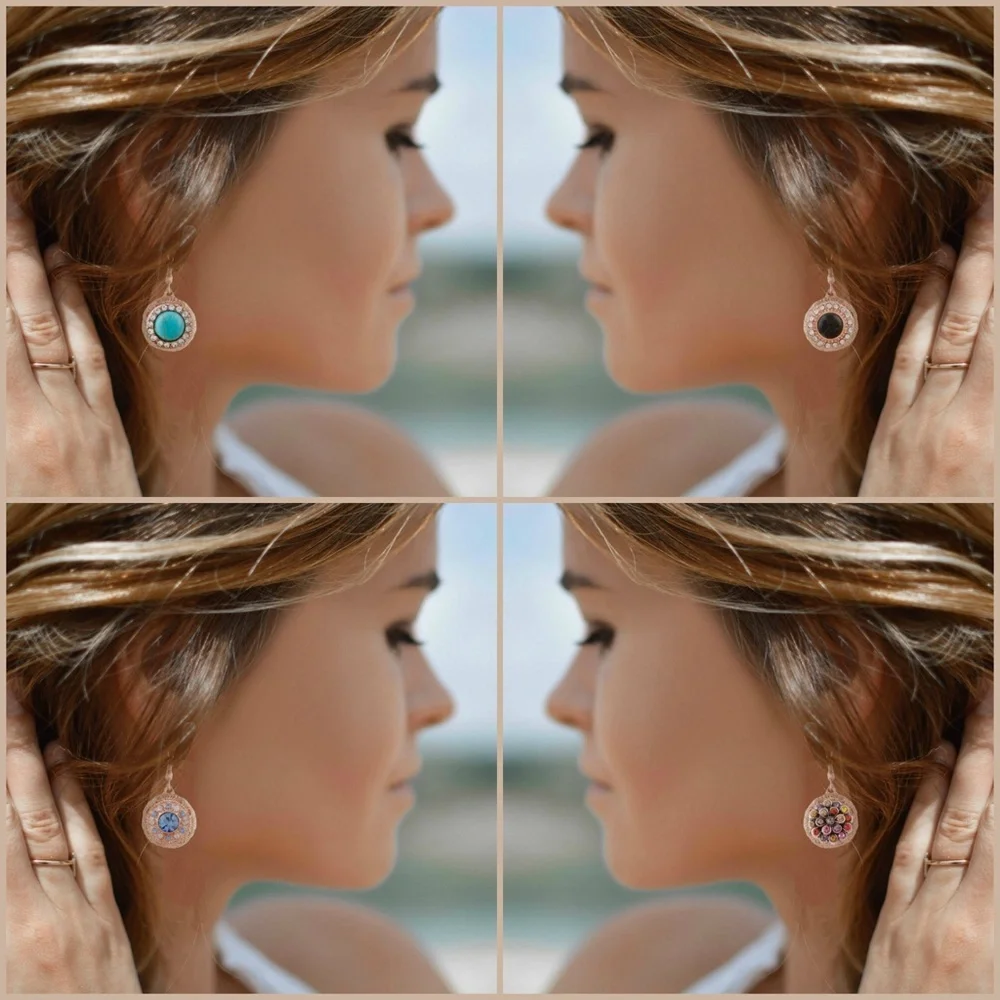 Snap Charm Rose Gold Plated Drop Earrings for Mini Petite Snaps 12mm - Picture 4 of 4